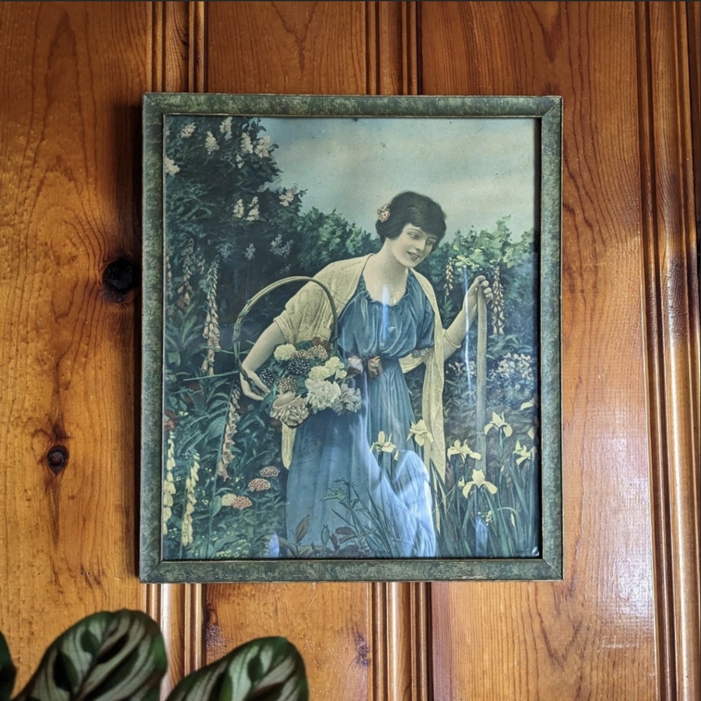 Antique Print "The Flower Garden"